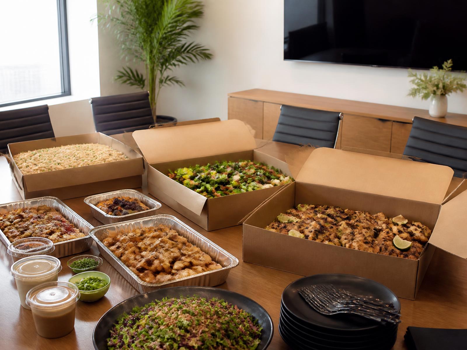 BRAVA catering trays on a boardroom table